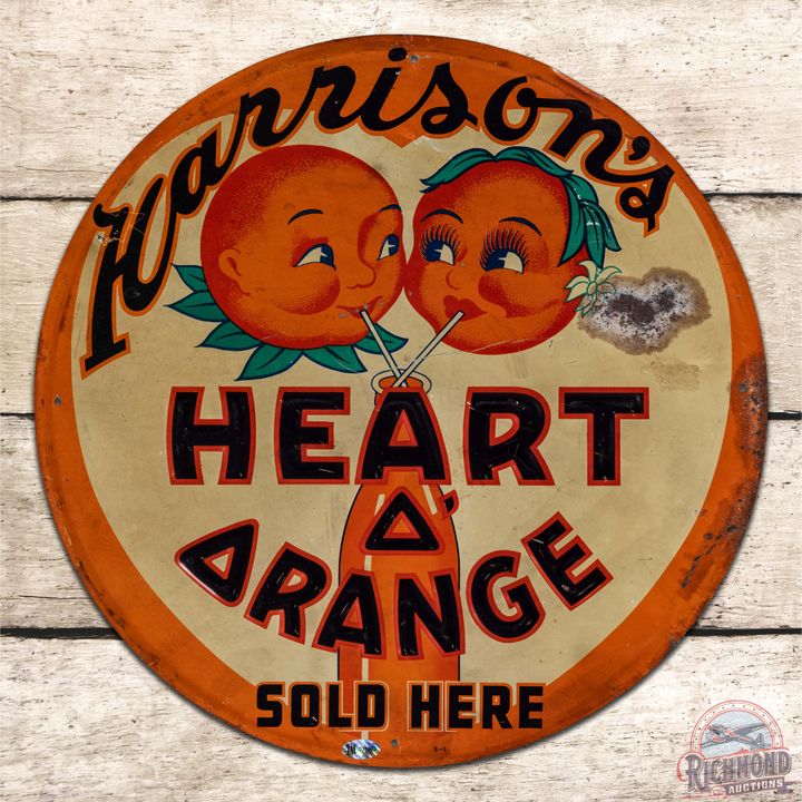 Harrison's Heart O' Orange "Sold Here" Emb. Single Sided Tin Sign