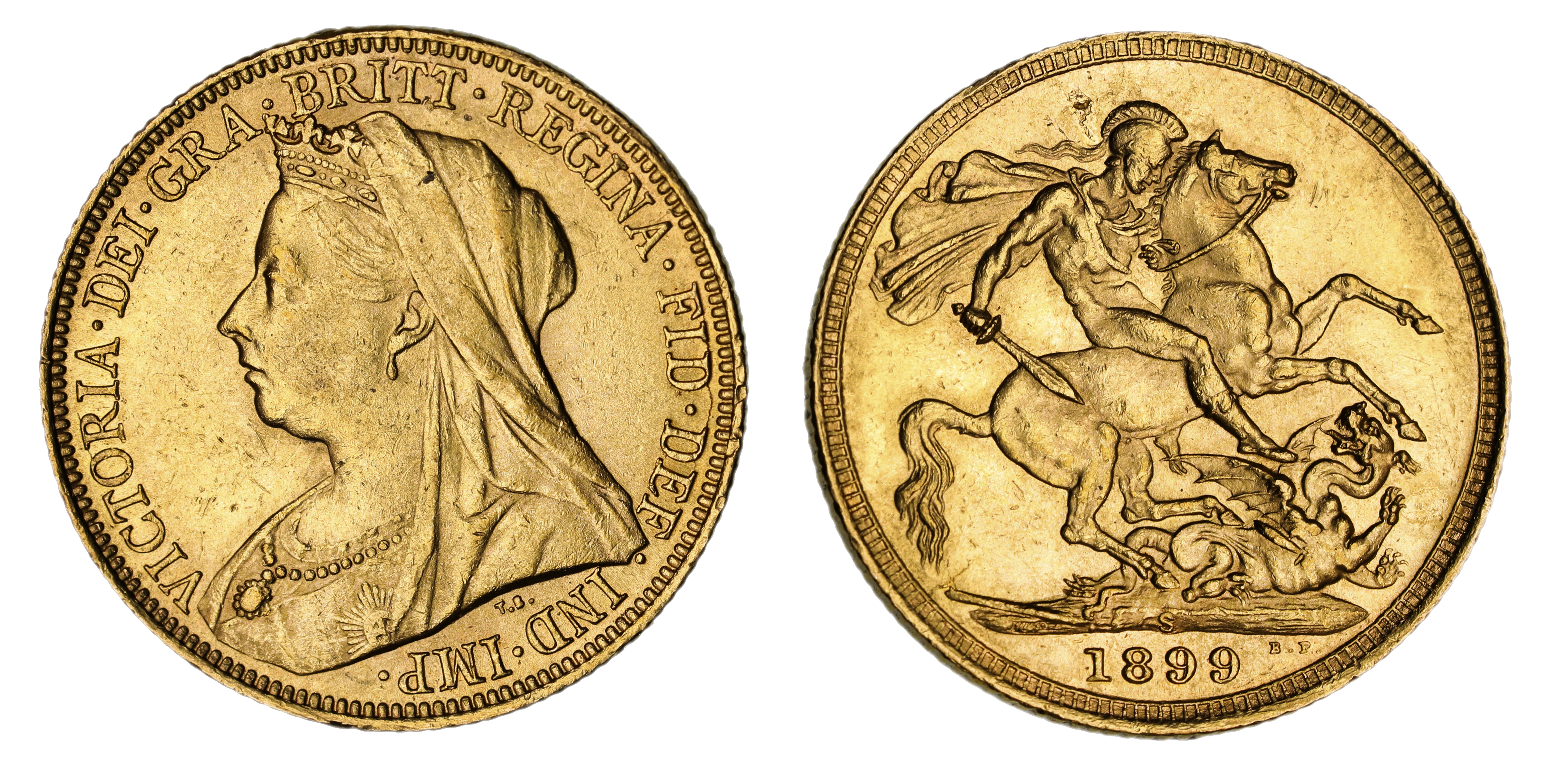 Victoria, St. George Reverse - Sydney Mint - Veiled, Sovereign, 1899, aUNC