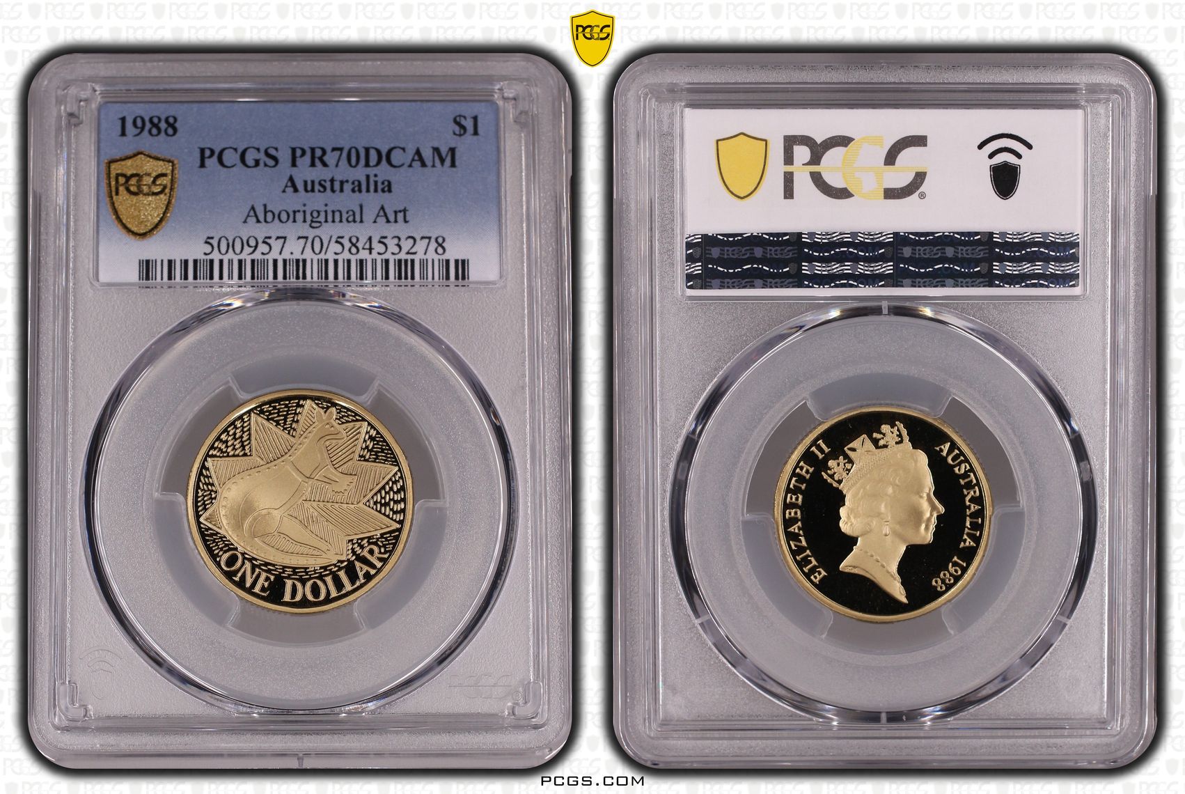 Aboriginal Art, One Dollar, 1988, PCGS PR70DCAM