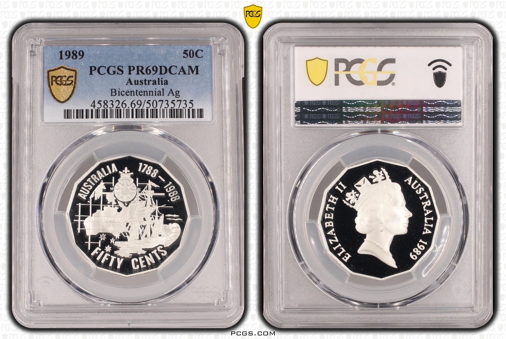 Bicentennial Ag , Fifty Cent, 1989, PCGS PR69DCAM