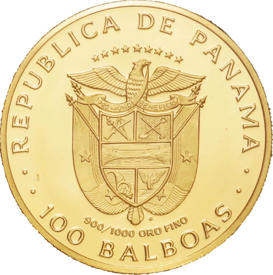 パナマ-Panama. 1975. Gold. 100バルボア. プルーフ. Proof. バルボア 