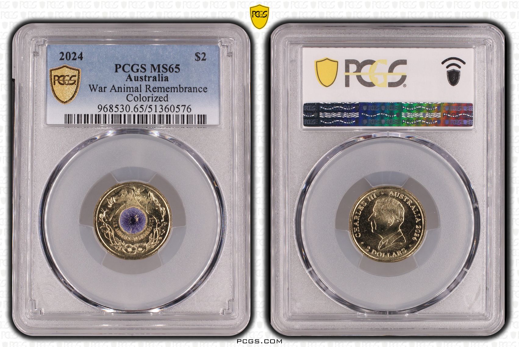 War Animal Remembrance Colorized, Two Dollar, 2024, PCGS MS65