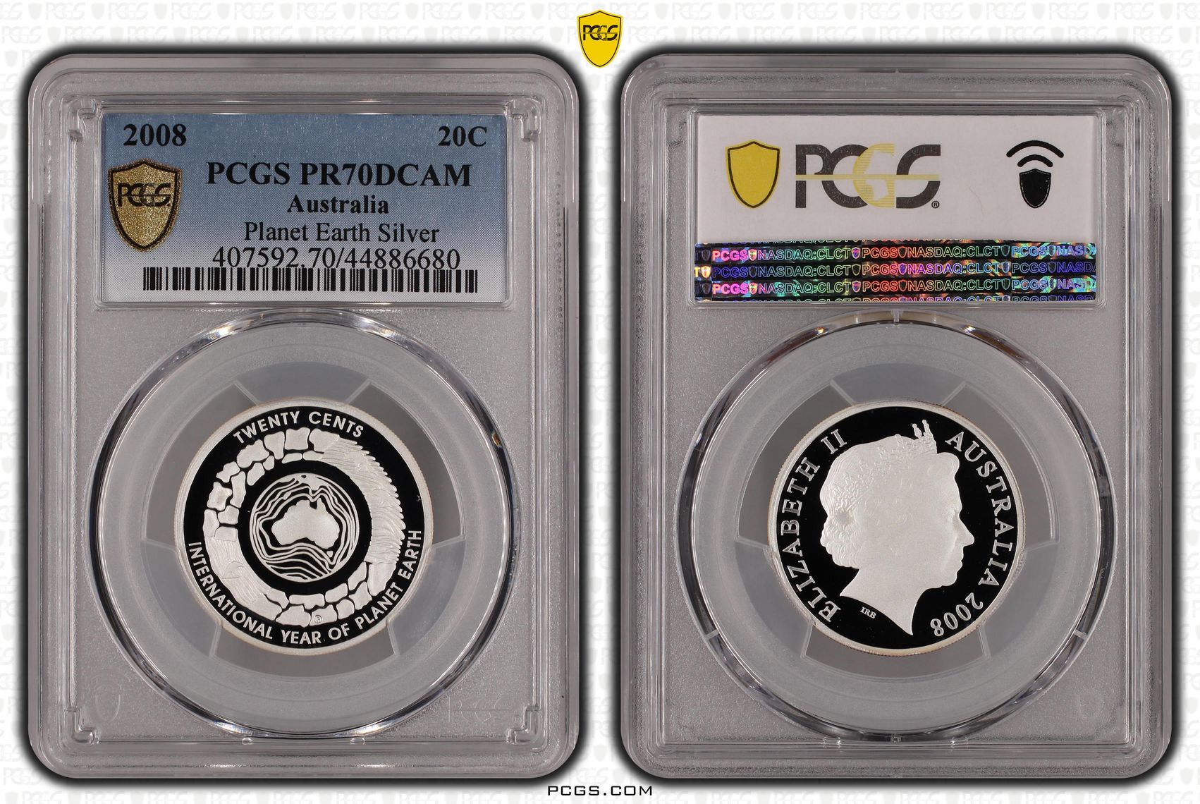 2008 Australia Twenty Cent, 20c Silver Planet Earth Silver PCGS - PR70DCAM POP 5/0 -680