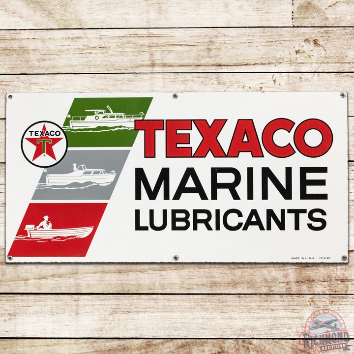 1961 Texaco White T Marine Lubricants SSP Sign - 9