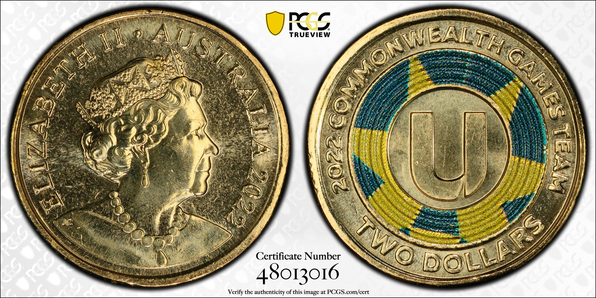 Elizabeth II, Commonwealth Games - U , Two Dollar, 2022, PCGS MS67