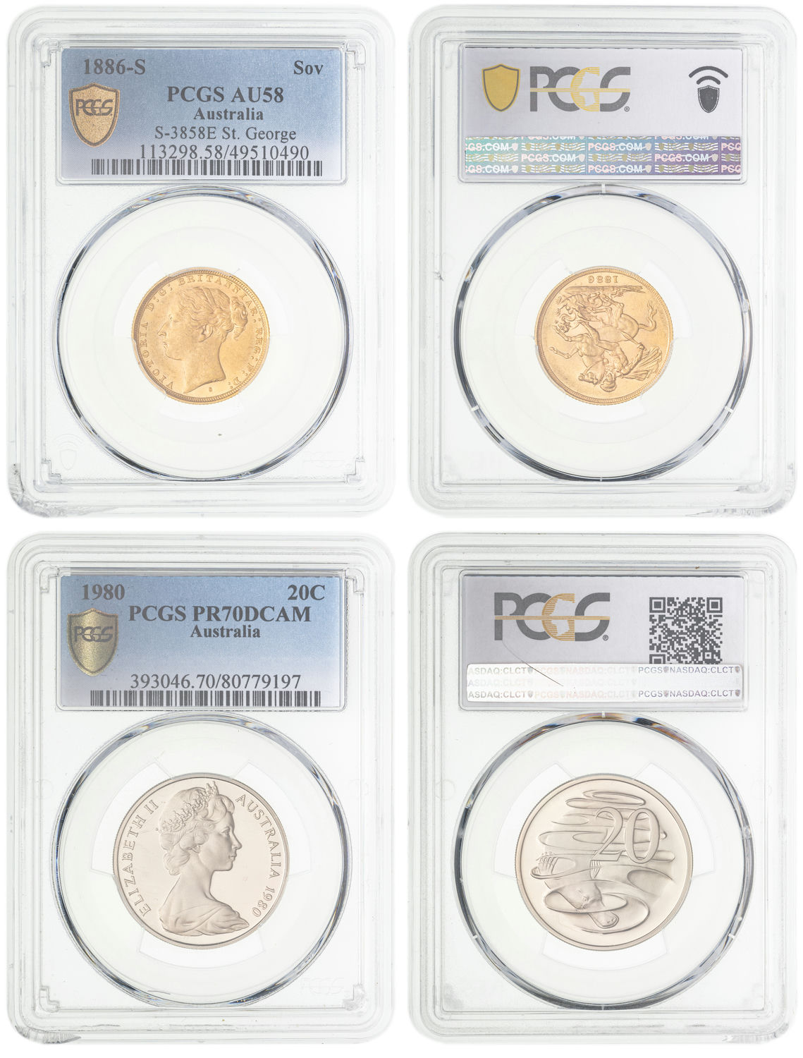 Victoria, St George Reverse, Sovereign, 1886-S, PCGS AU58