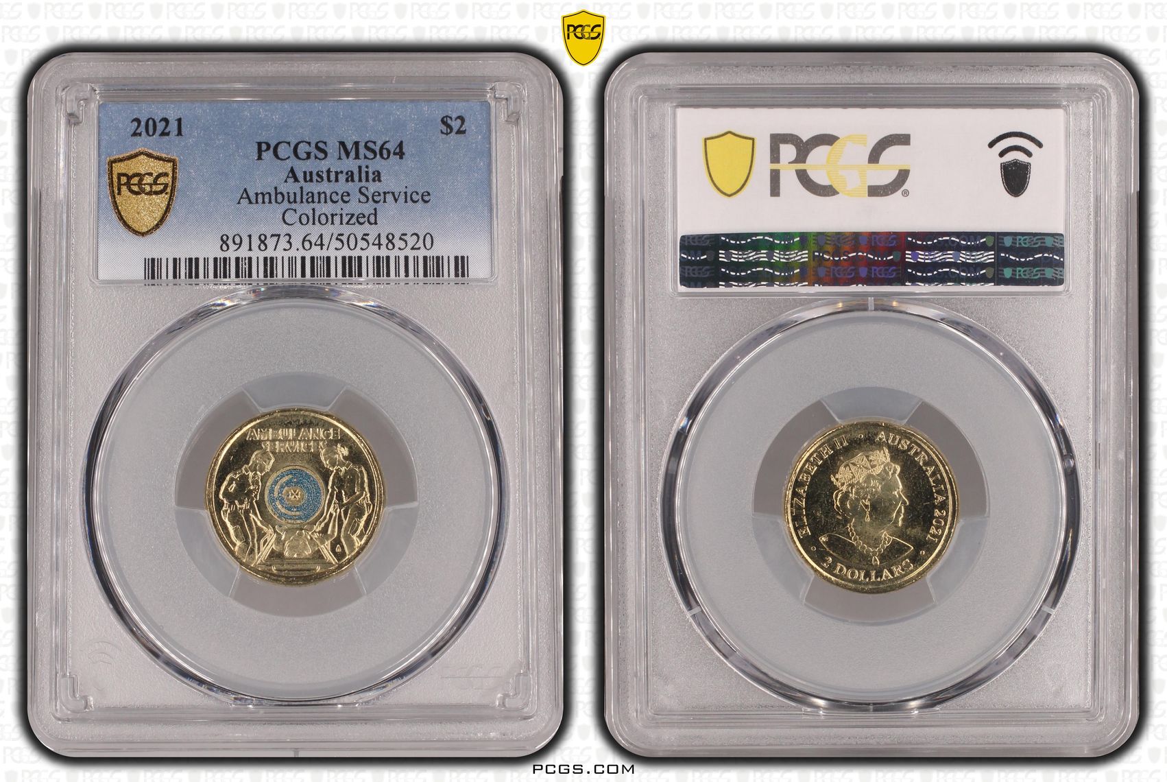 Ambulance Service - Colorized, Two Dollar, 2021, PCGS MS64