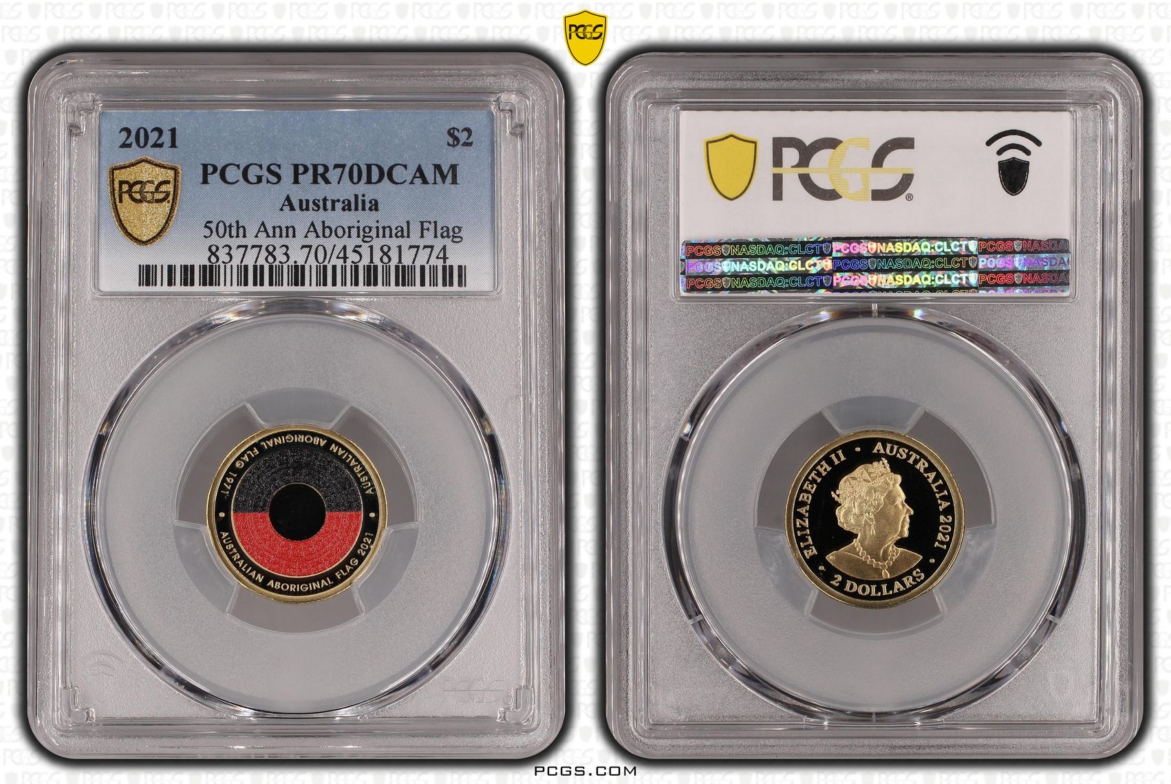2021 Australia Two Dollar, $2 50th Ann Aboriginal Flag PCGS - PR70DCAM POP 128/0 -774
