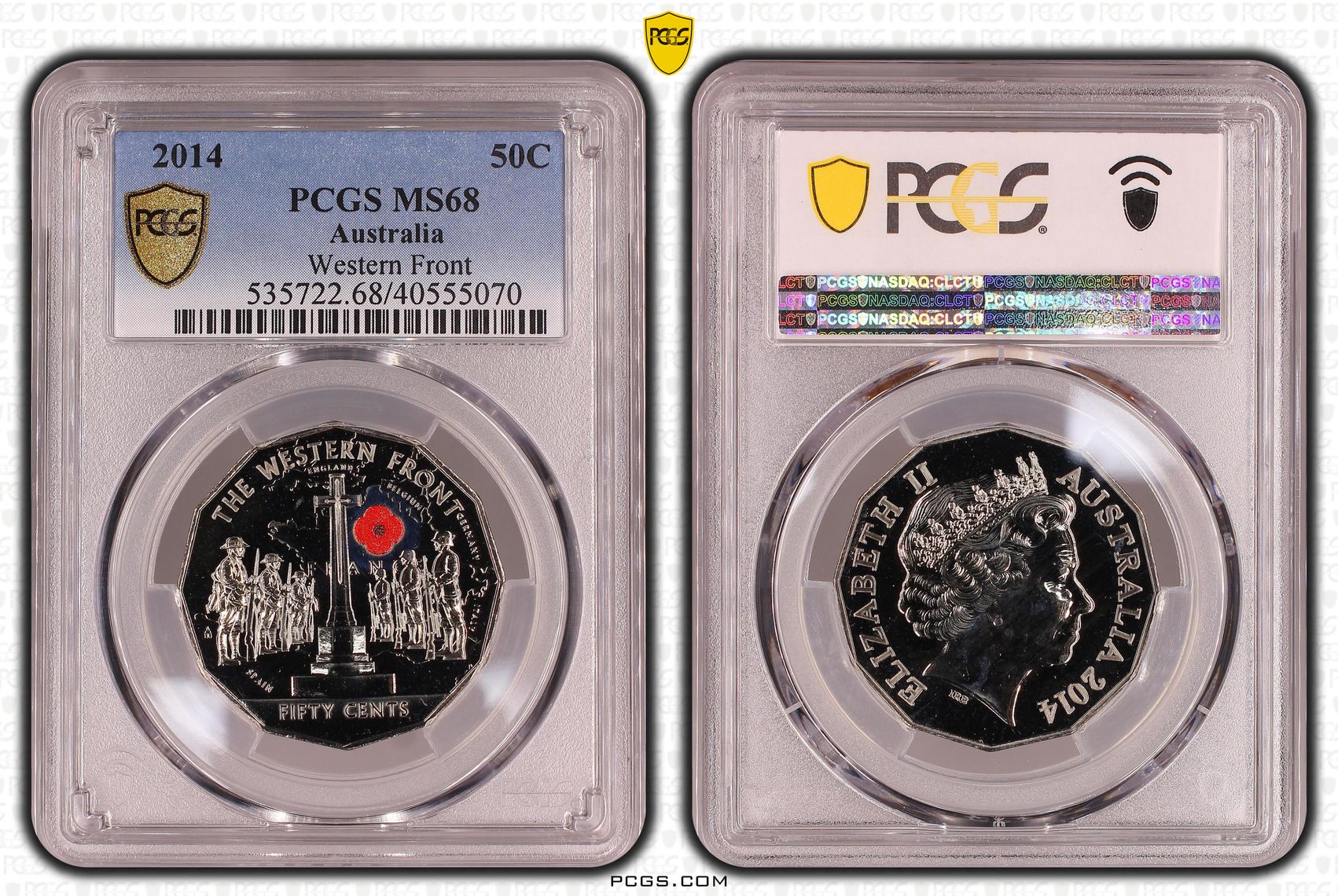 Western Front Colorized, Fifty Cent, 2014, PCGS MS68