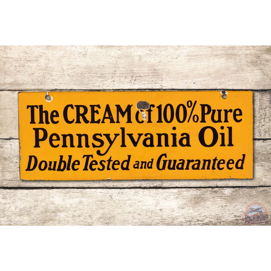 Oilzum The Cream of 100% Pure PA Motor Oil Double Sided Porcelain Sign