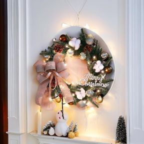 KARTONS 2 pcs Christmas Decorations Wreath Christmas Wreaths For Front Door Christmas Wreath With Lights, Christmas Tree Decorations Creativ