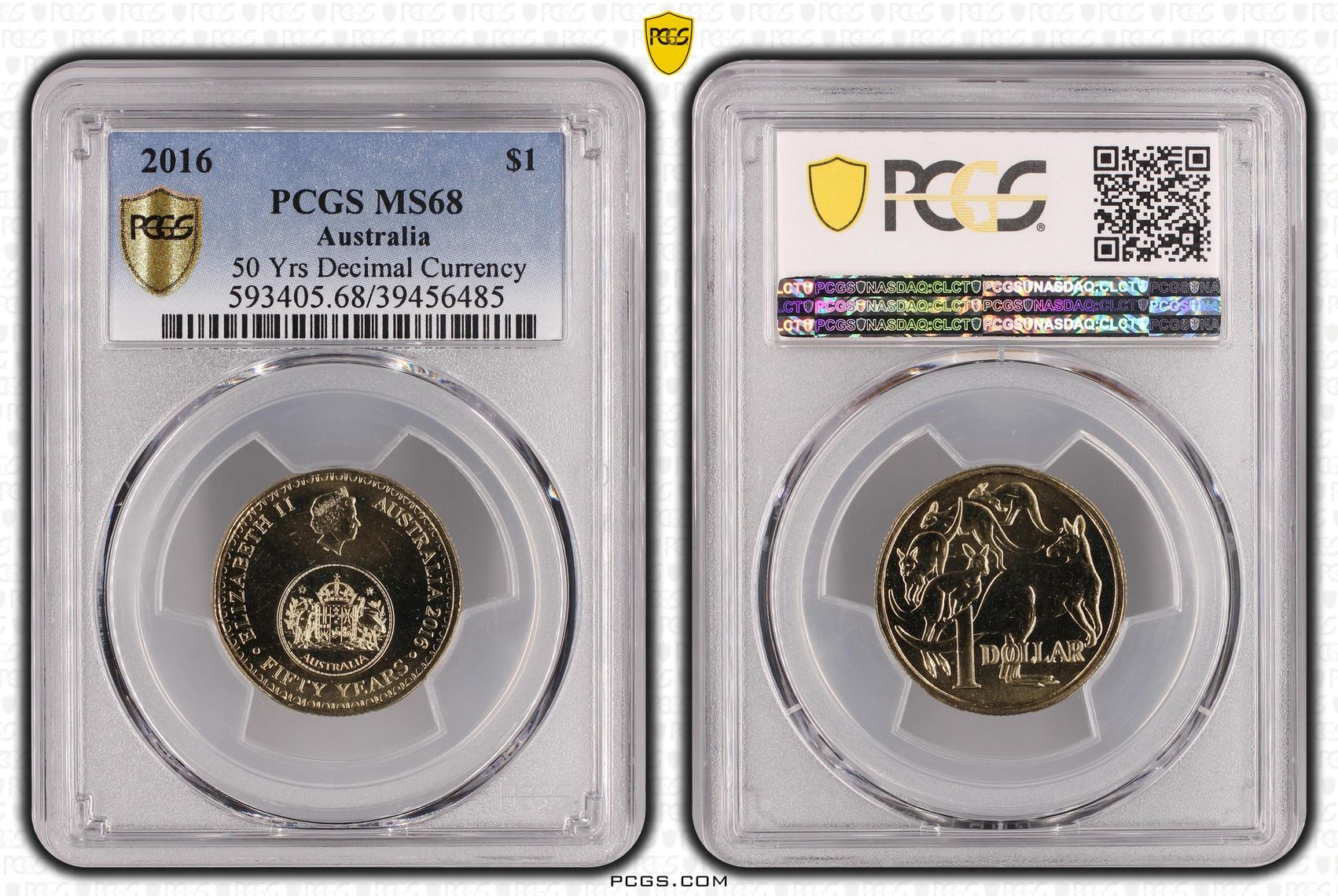 218 · 2016 Australia One Dollar, $1 50 Yrs Decimal Currency PCGS - MS68 -485