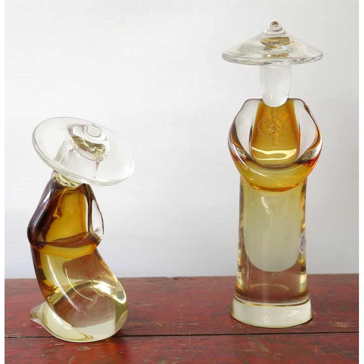 A PAIR OF FRANCO MORETTI MURANO GLASS FIGURES,