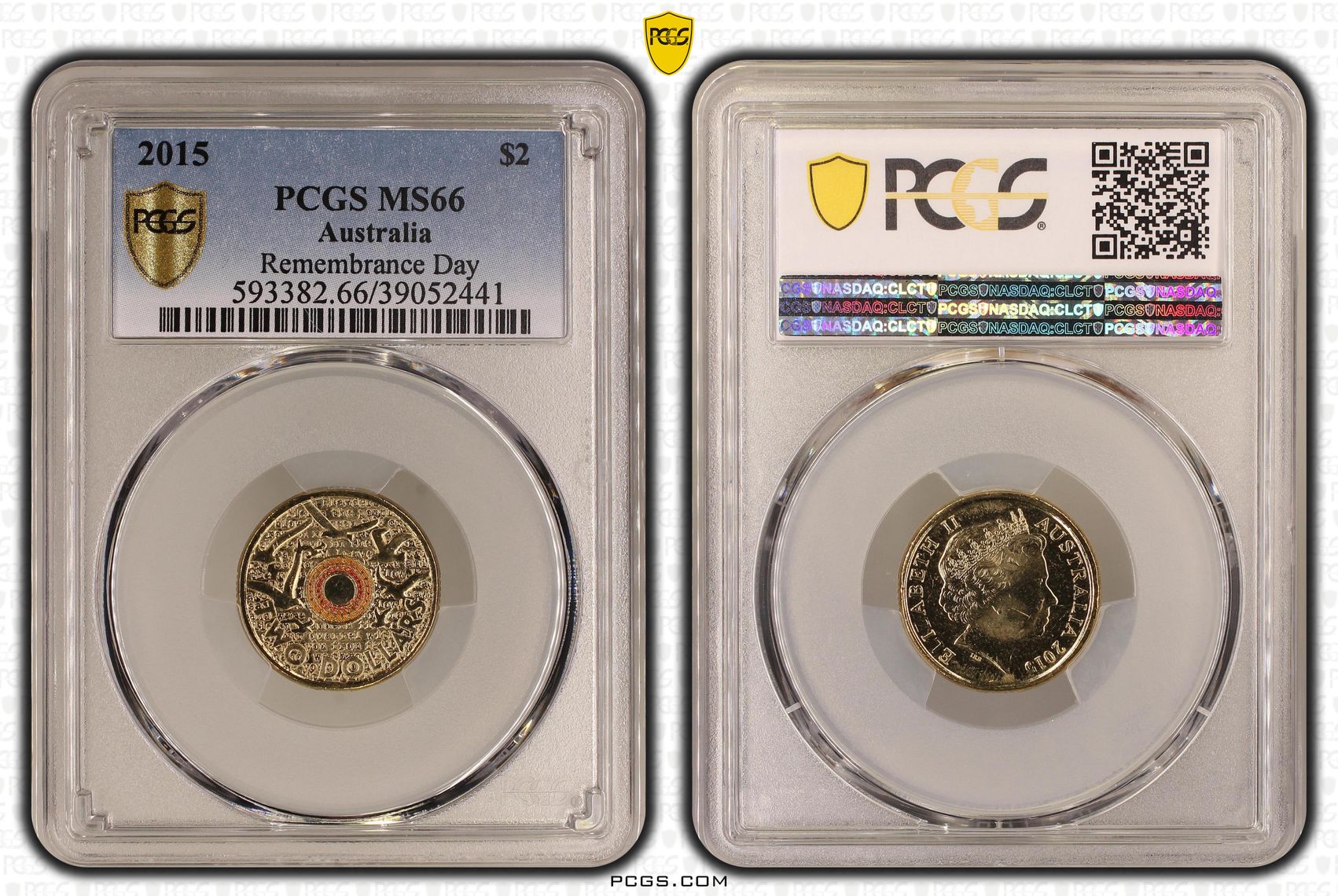Remembrance Day Colorized - In Flanders Fields, Two Dollar, 2015, PCGS MS66