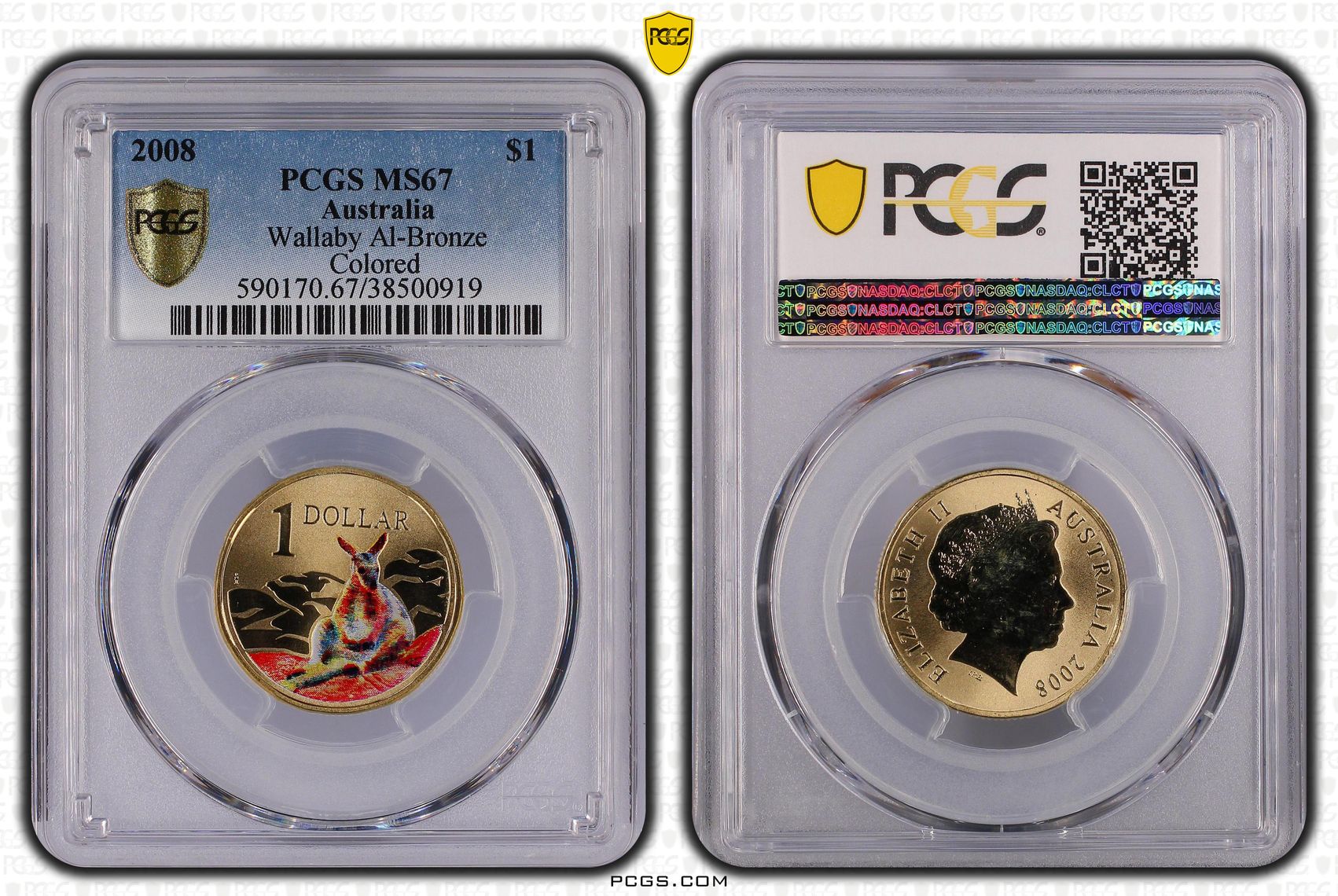 188 · 2008 Australia One Dollar, $1 Wallaby Al-Bronze PCGS - MS67 -919