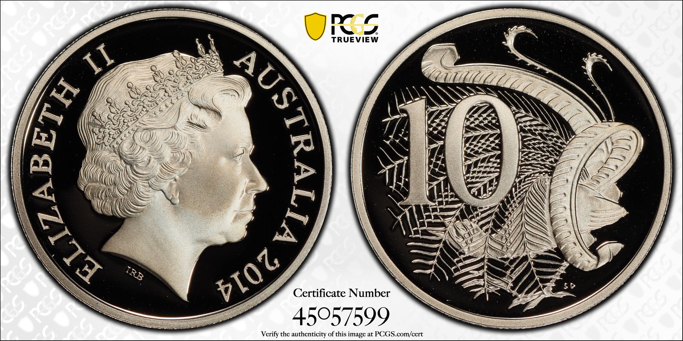 2014 Australia Ten Cent, 10c PCGS - PR70DCAM POP 51/0 -599
