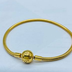 ORIGINAL 18K GP YELLOW GOLD PANDORA MOMENTS SILVER CLASP BRACELET.15.7G