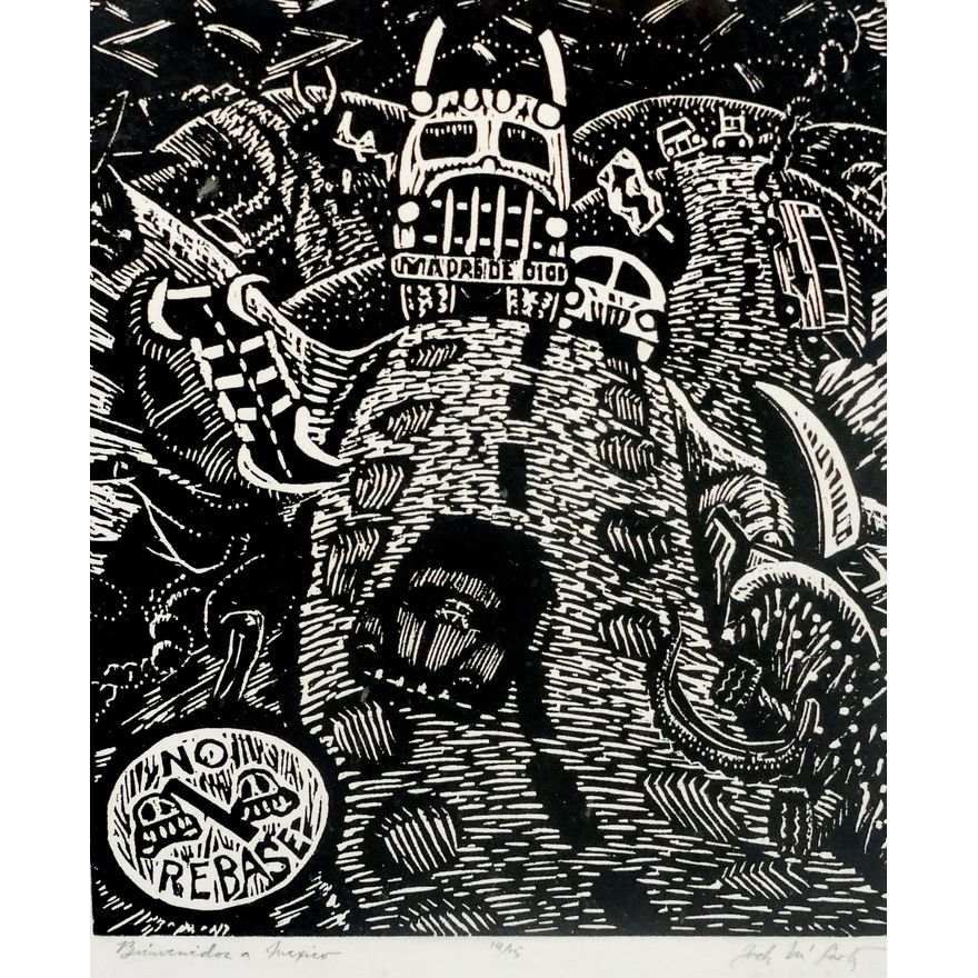 Jack McLarty ''Bienvenido a Mexico'' S/N Woodcut Print