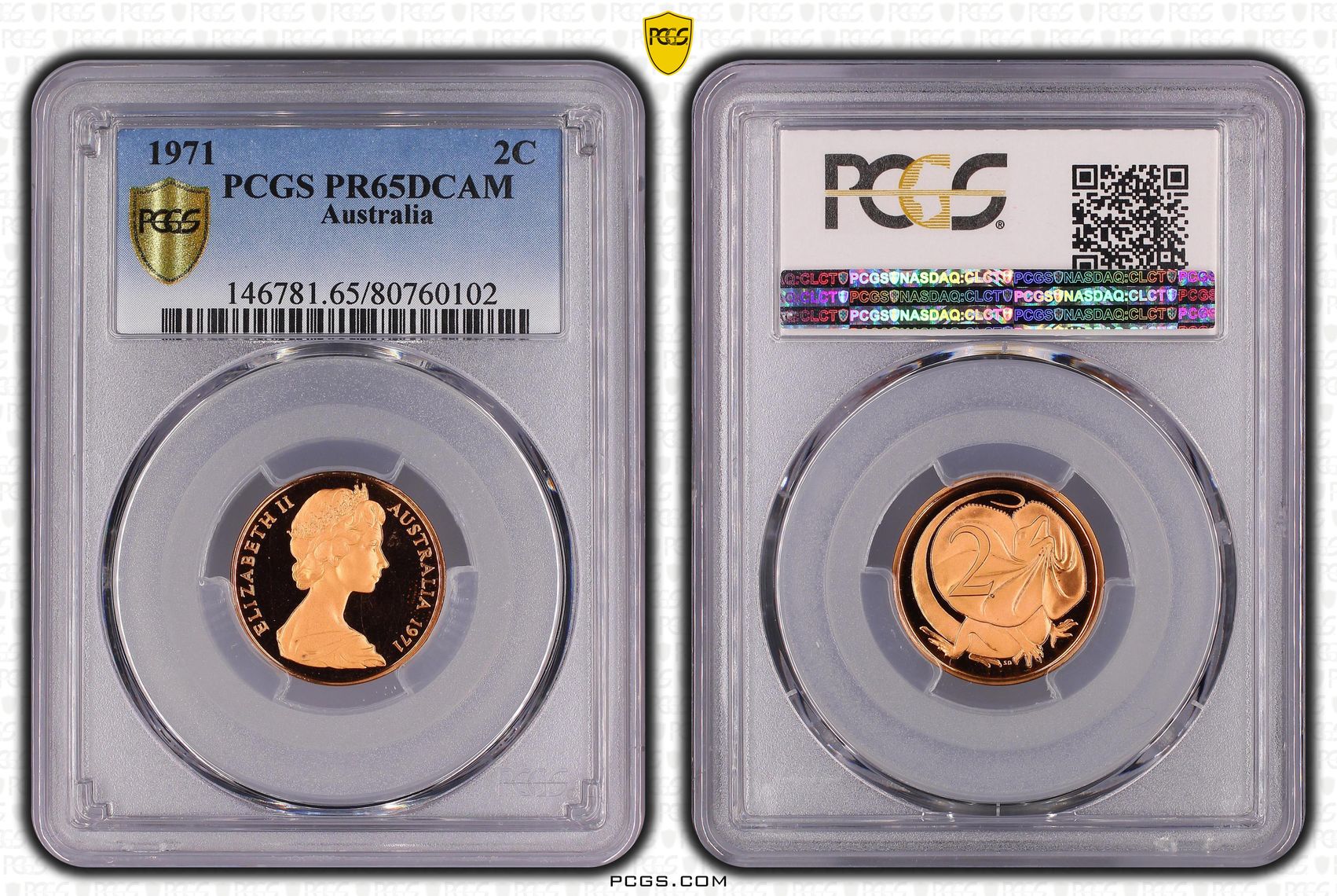 Elizabeth II, Two Cent, 1971, PCGS PR65DCAM