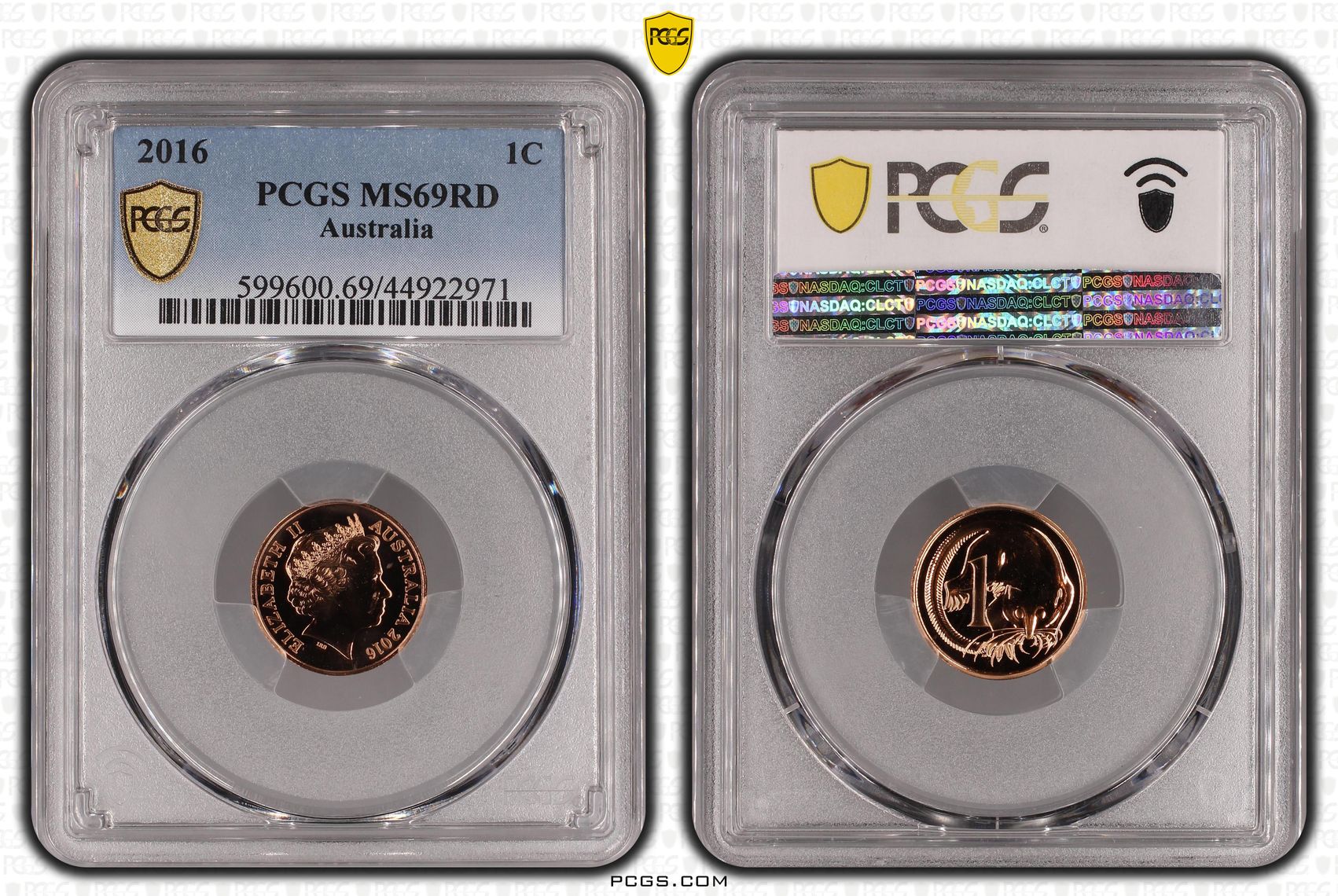 6 · 2016 Australian One Cent, 1c PCGS - MS69RD -971