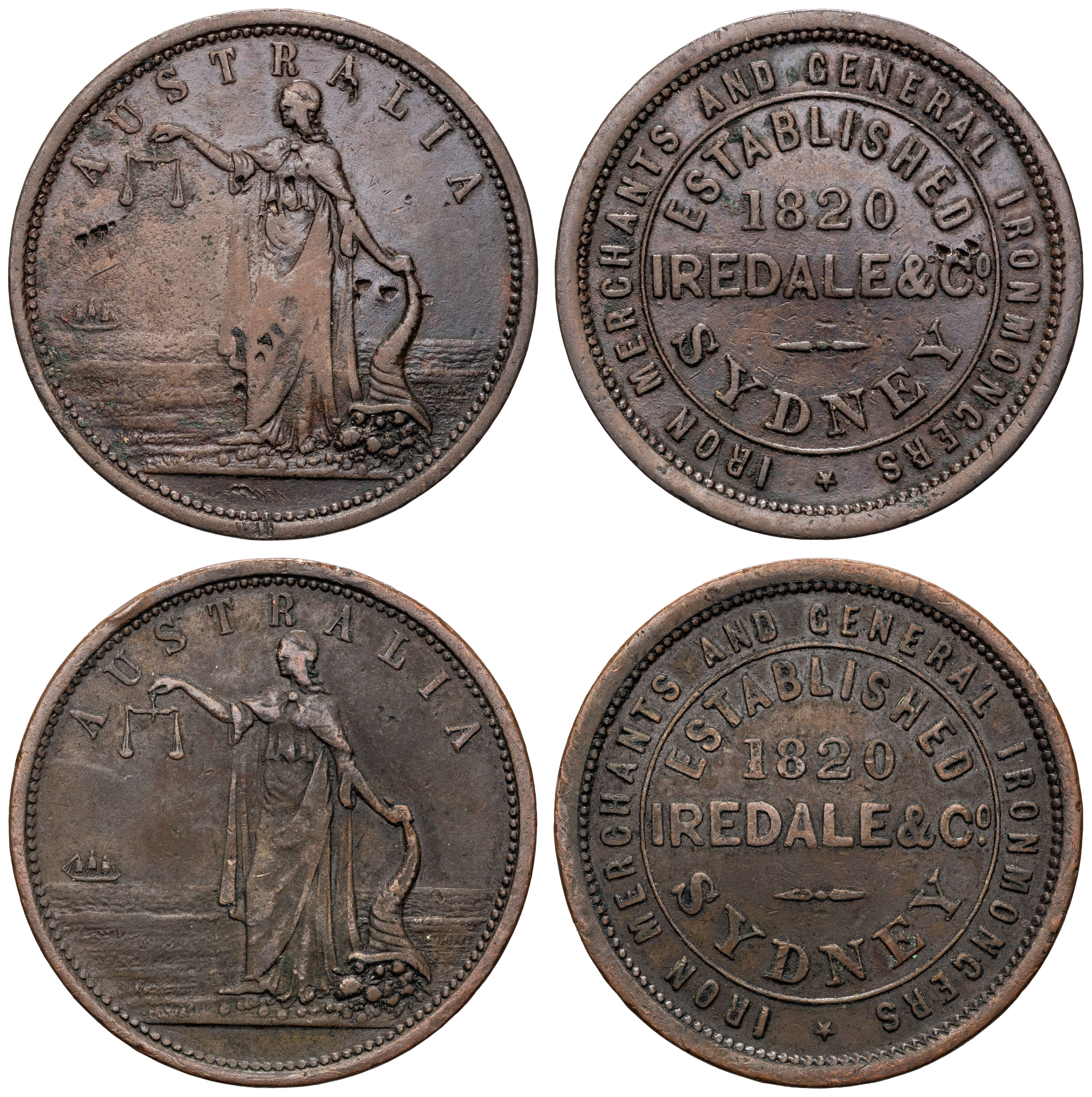 A.144a - Iredale & Co, Sydney, NSW, Penny, 1820, F - gF