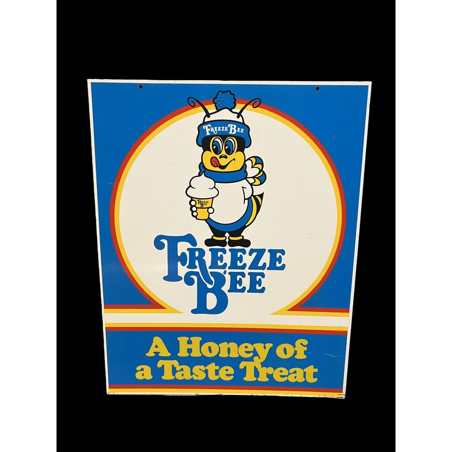 DST Freeze Bee Honey Of A Taste Treat Tin Metal Dairy Sign