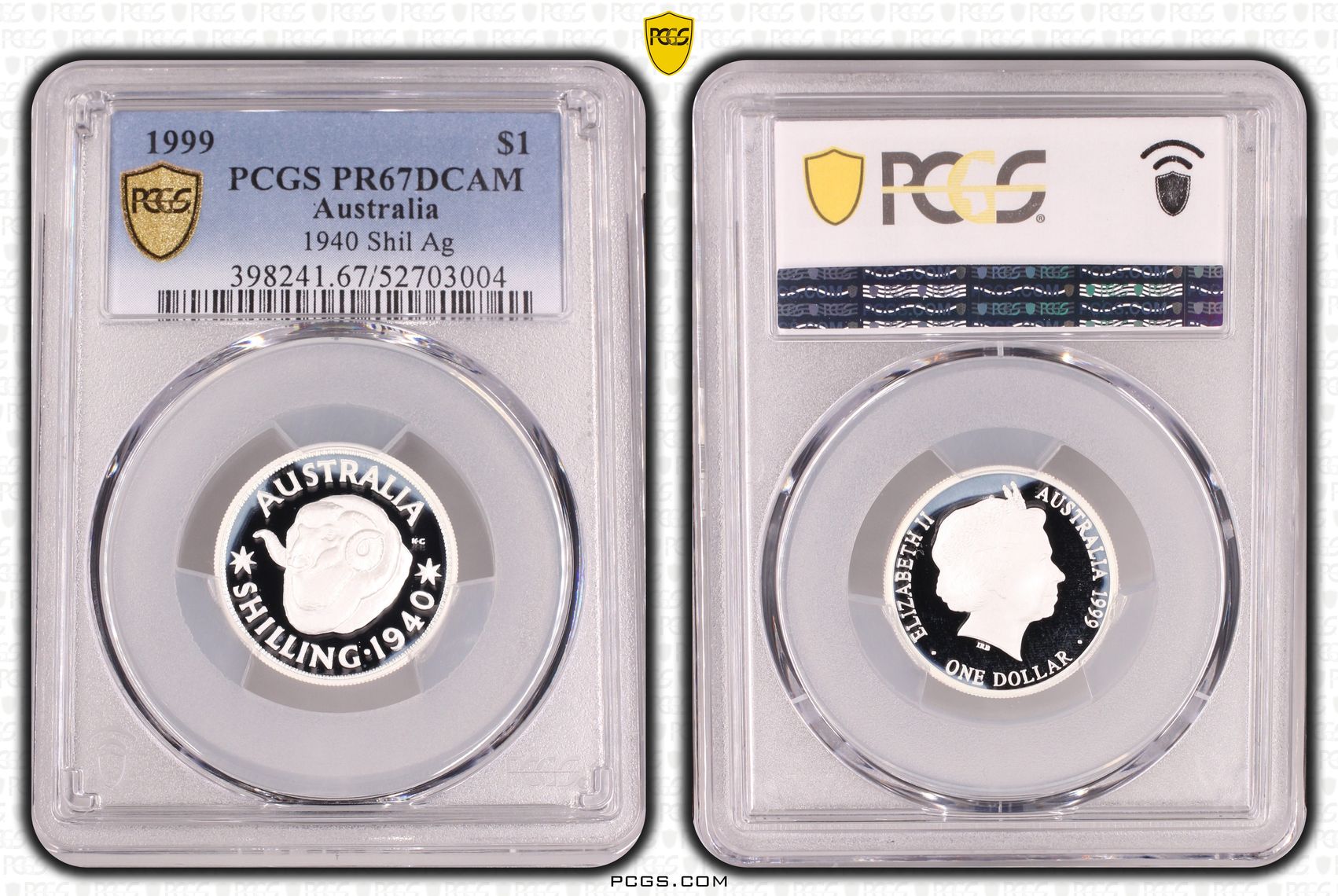 1940 Shilling Silver, One Dollar, 1999, PCGS PR67DCAM