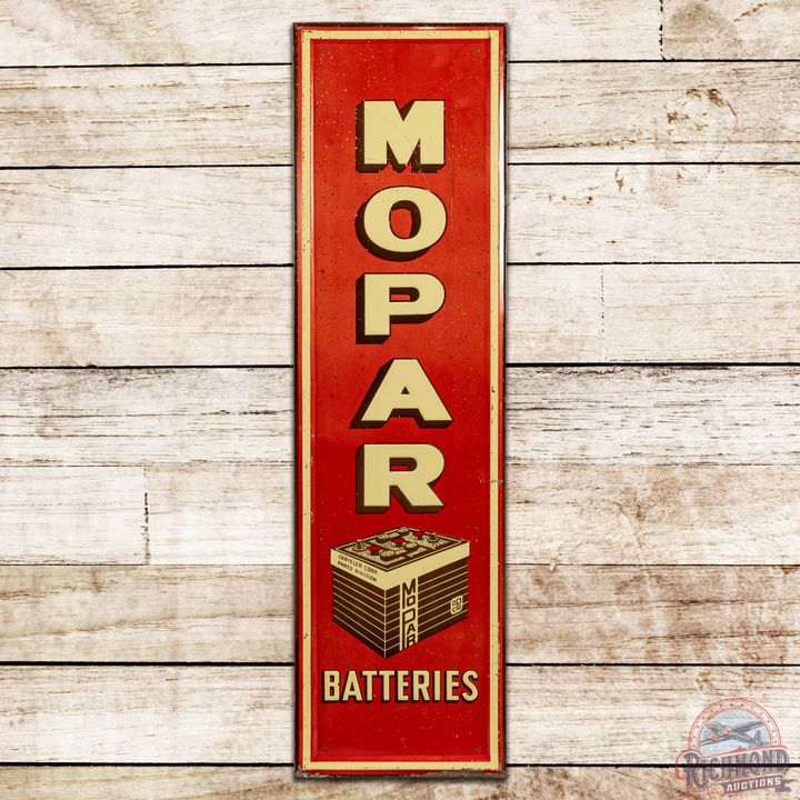 Mopar Batteries Vertical Embossed SST Sign