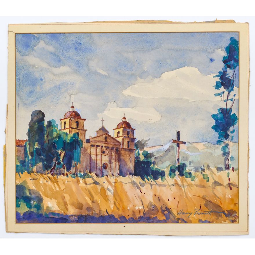 Harry Bonath ''Mission'' Signed Warercolor on Arches 14''x16''