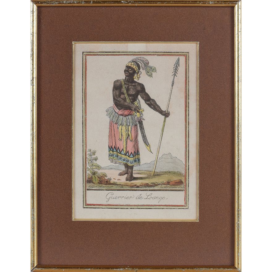 Five framed plates of African natives by Grasset de Saint-Sauveur