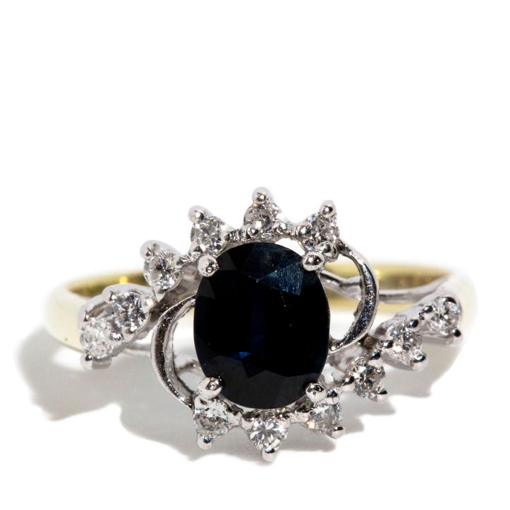 1.25 Carat Blue Sapphire & Diamond 18ct Gold Ring,