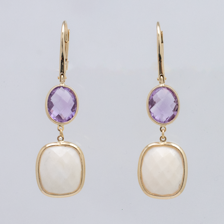 Aretes de amatista y coral