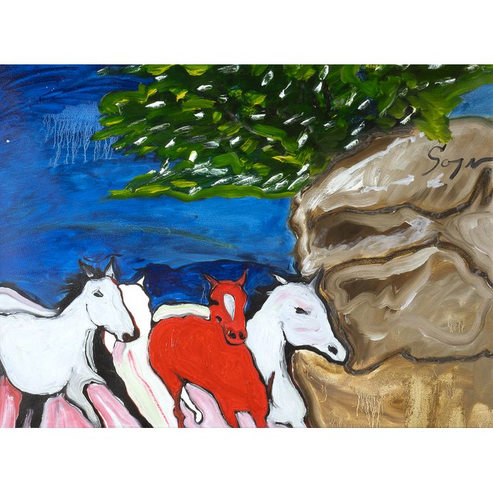 Billy Soza Warsoldier (1949-2014), Untitled (Four Horses)