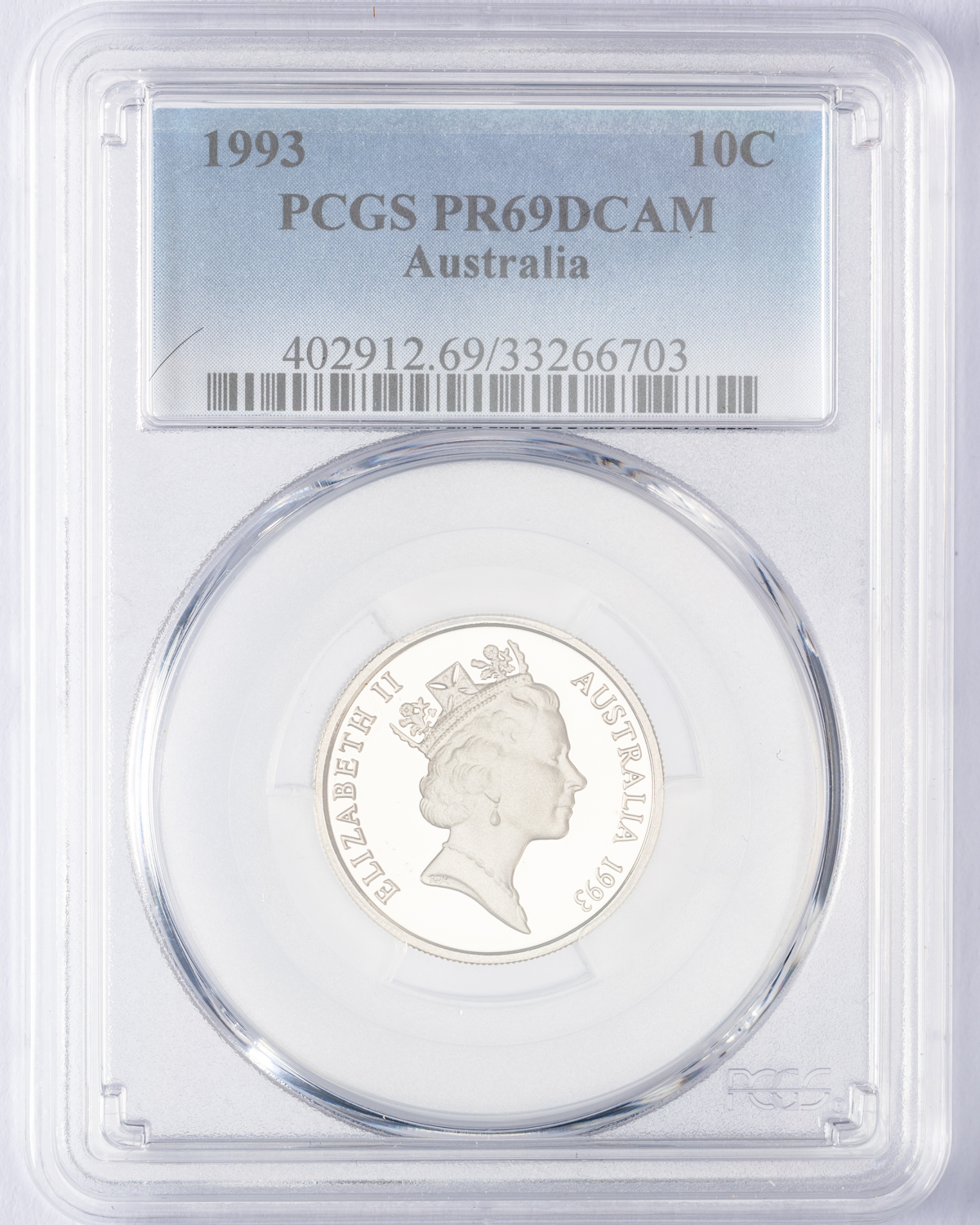 Elizabeth II, Ten Cent, 1993, PCGS PR69DCAM