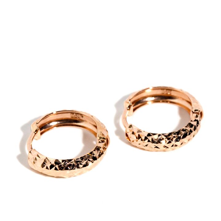 9 Carat Rose Gold Hoop Huugie Earrings,