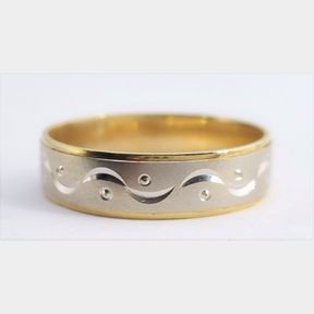 MENS FANCY WHITE AND YELLOW GOLD WEDDING BAND - 51543/150
