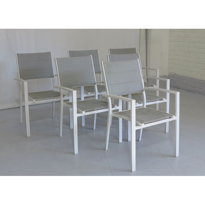 SET OF 6 ALUMINIUM ALL WEATHER PATIO CHAIRS