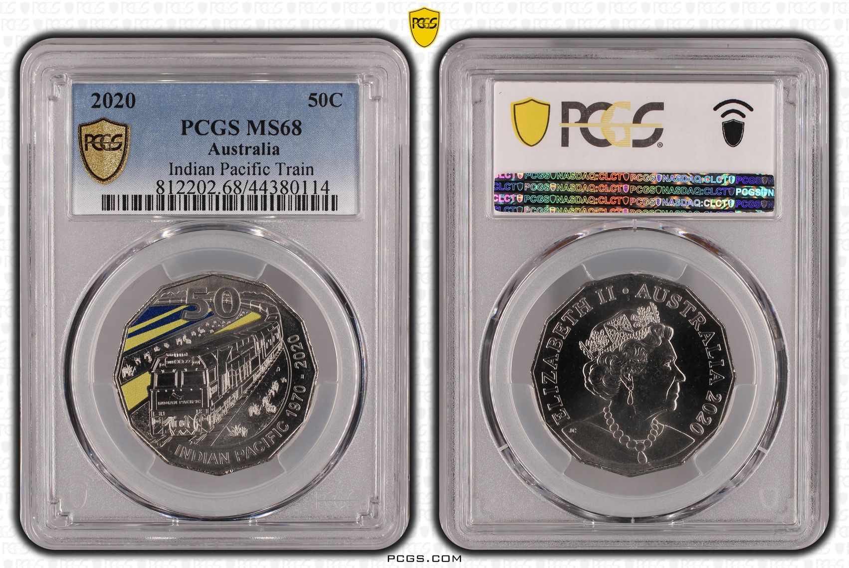 Indian Pacific Train Colorized, Fifty Cent, 2020, PCGS MS68