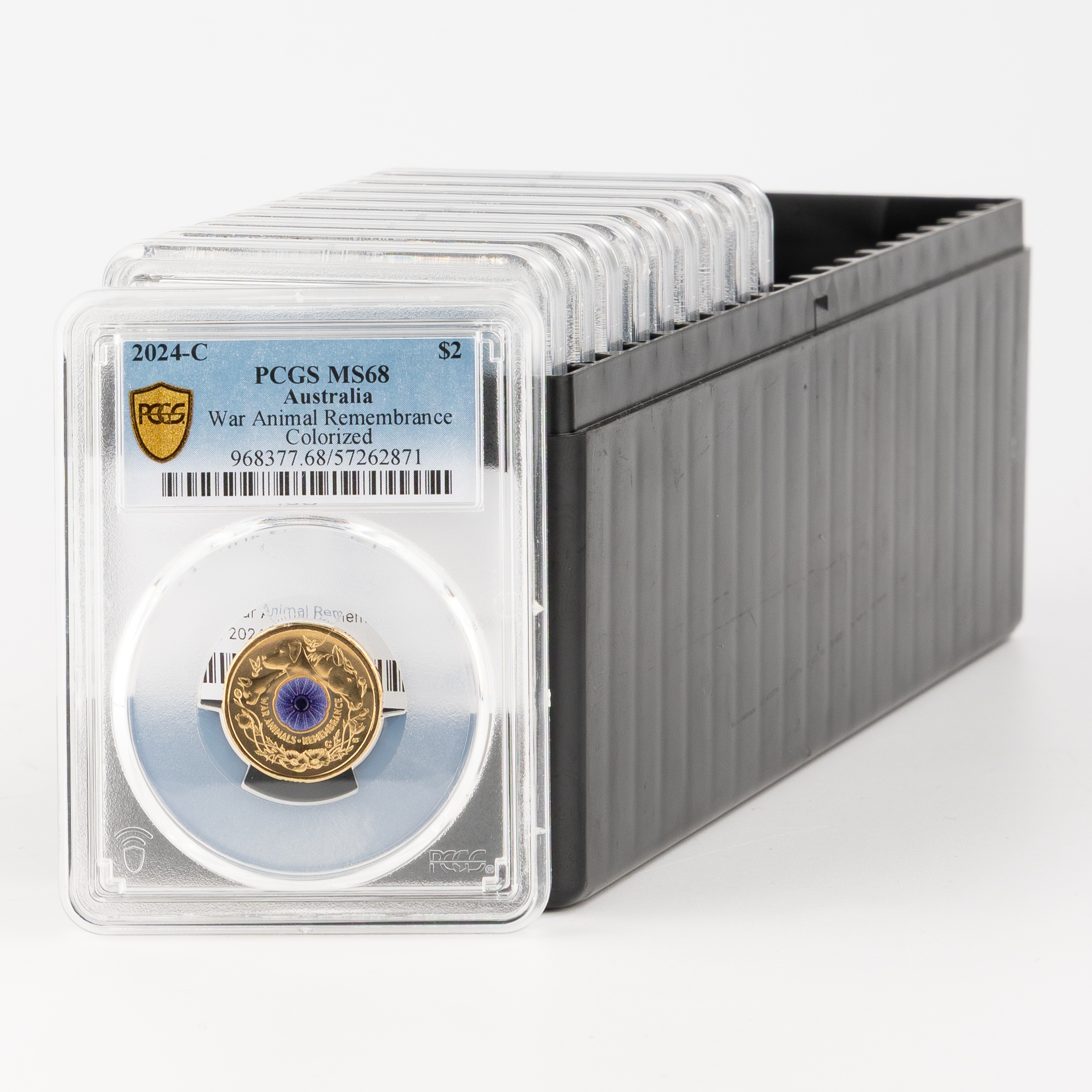 10x War Animal Remembrance Colourised, Two Dollar, 2024-C, PCGS MS68