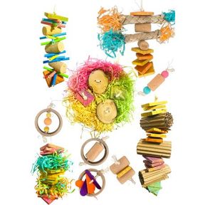 Bundle Parrot Toys 10 Interactive Bird Hanging and Foot Toys |