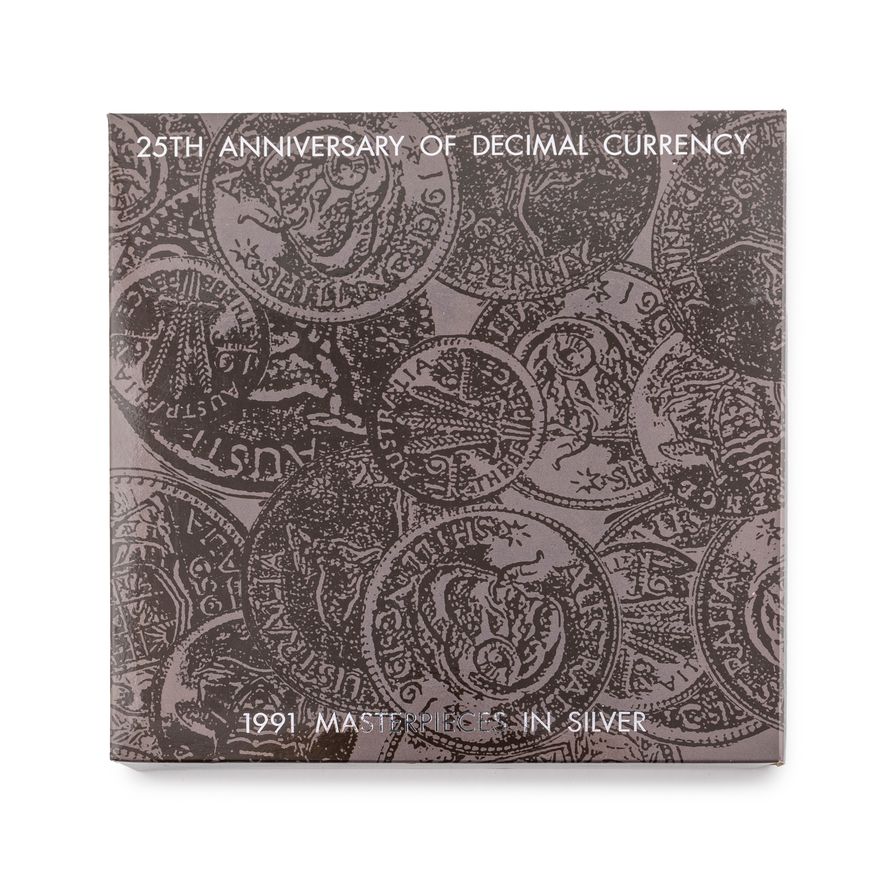 Elizabeth II, Masterpieces in Silver - 25th Anniversary of Decimal Currency, Accumulation, 1991,  FDC