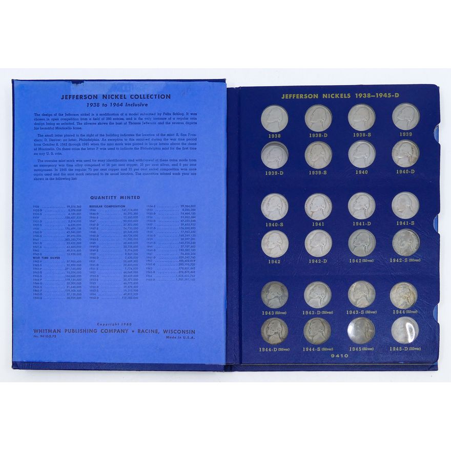 US Jefferson Nickels 1938-64 Whitman Book 69pc