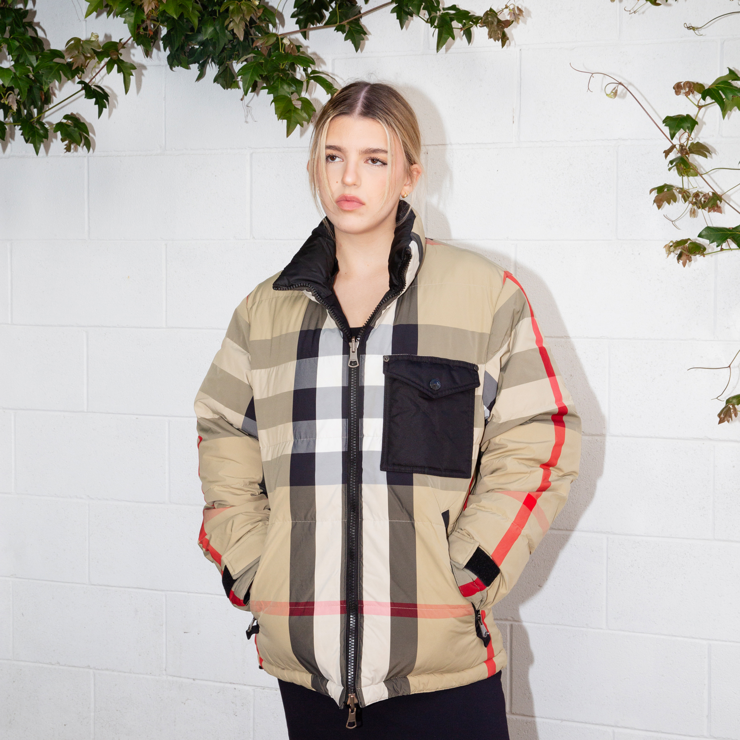 Burberry Reversible Check Puffer Jacket Size 46