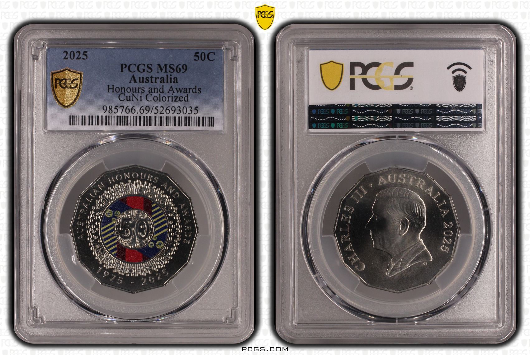 Honours and Awards CuNi Colorized, Fifty Cent, 2025, PCGS MS69