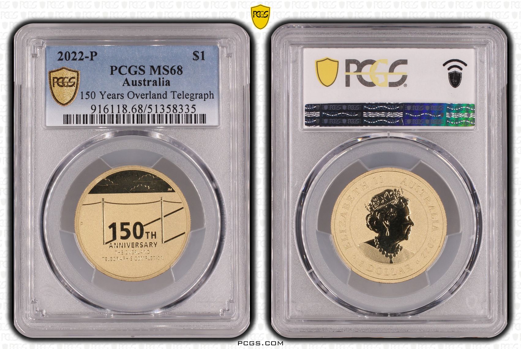 150 Years Overland Telegraph, One Dollar, 2022-P, PCGS MS68