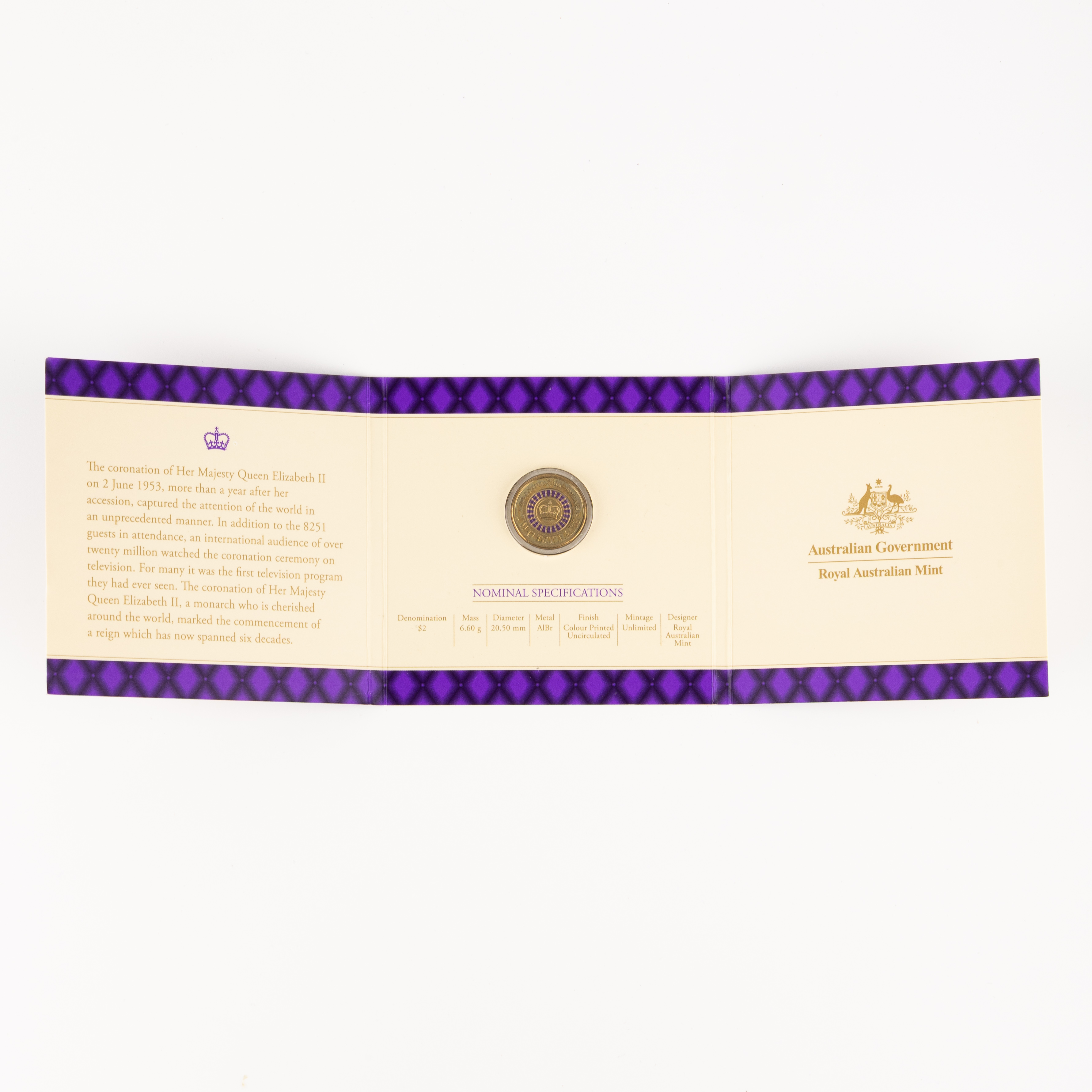 QEII 60th Coronation 'C' Mintmark Trifold, Two Dollars, 2013-C, UNC