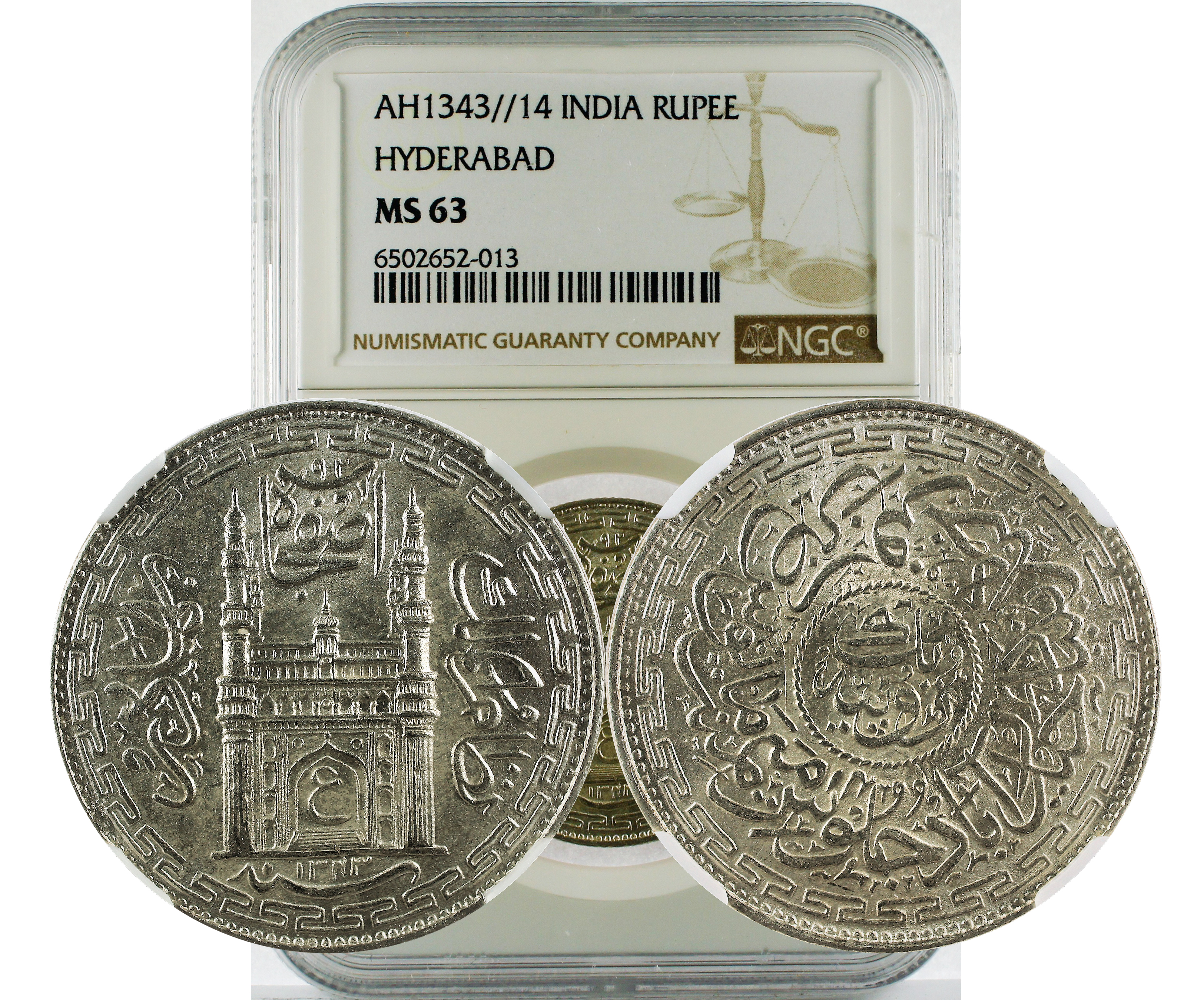AH1343//14 INDIA HYDERABAD RUPEE MS 63