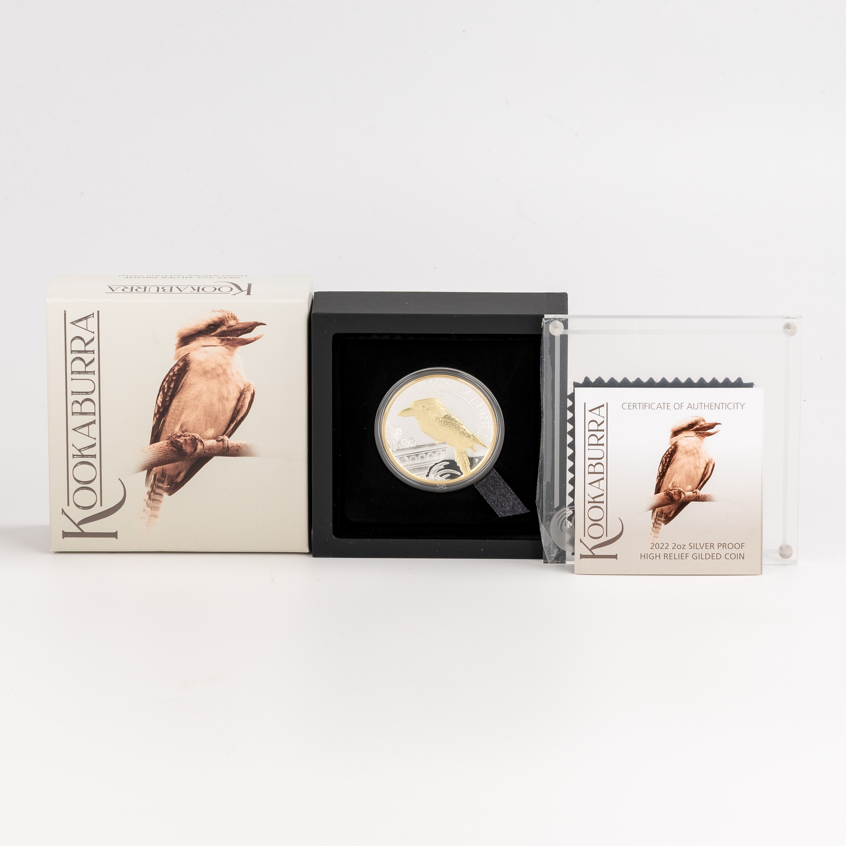 Elizabeth II, Perth Mint - Kookaburra High Relief Gilded, Two Dollars, 2022, FDC
