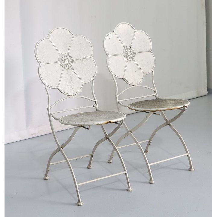 PAIR OF STEEL FOLDING CHAIRS