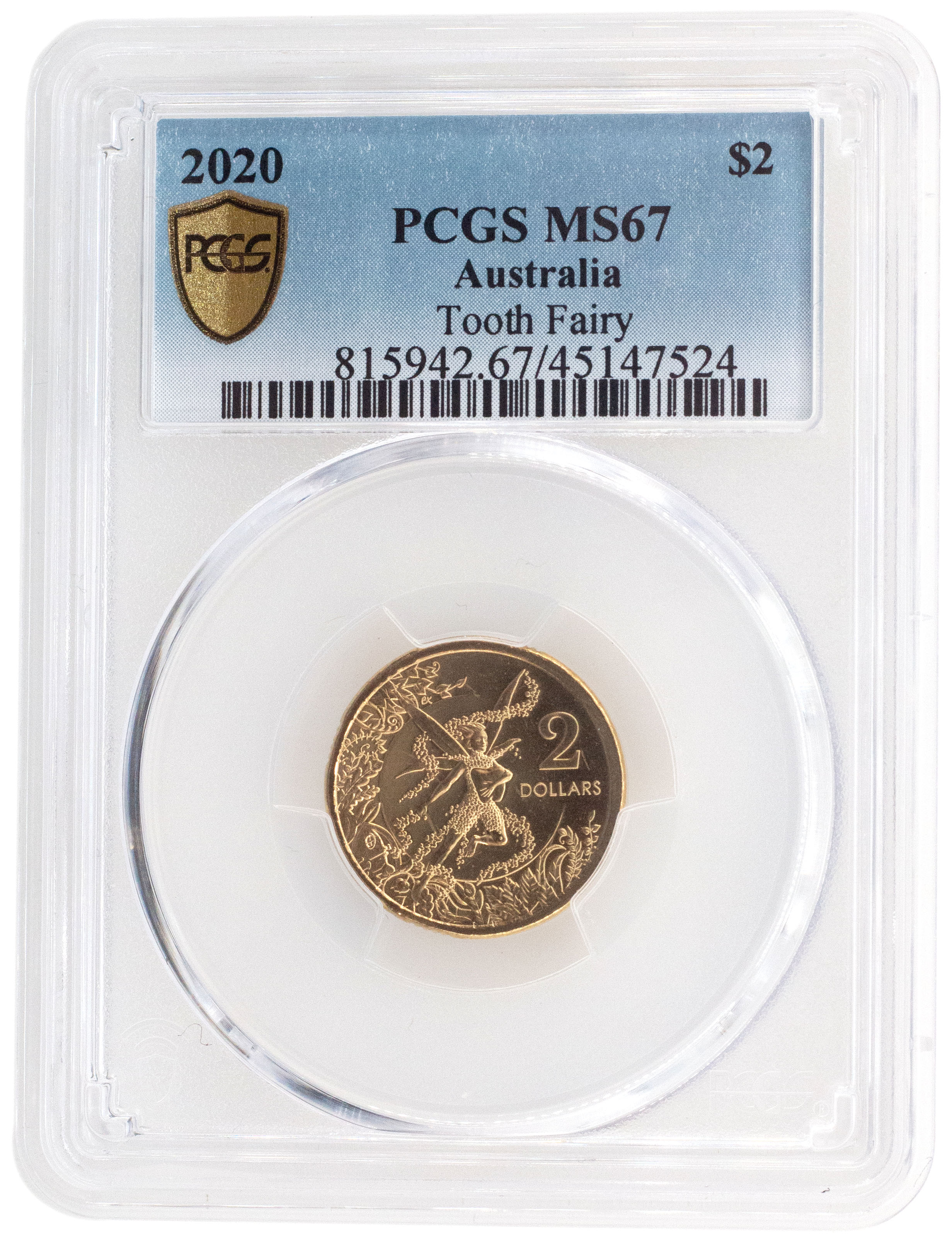 2020 Australia Two Dollar, $2 Tooth Fairy PCGS - MS67 -524